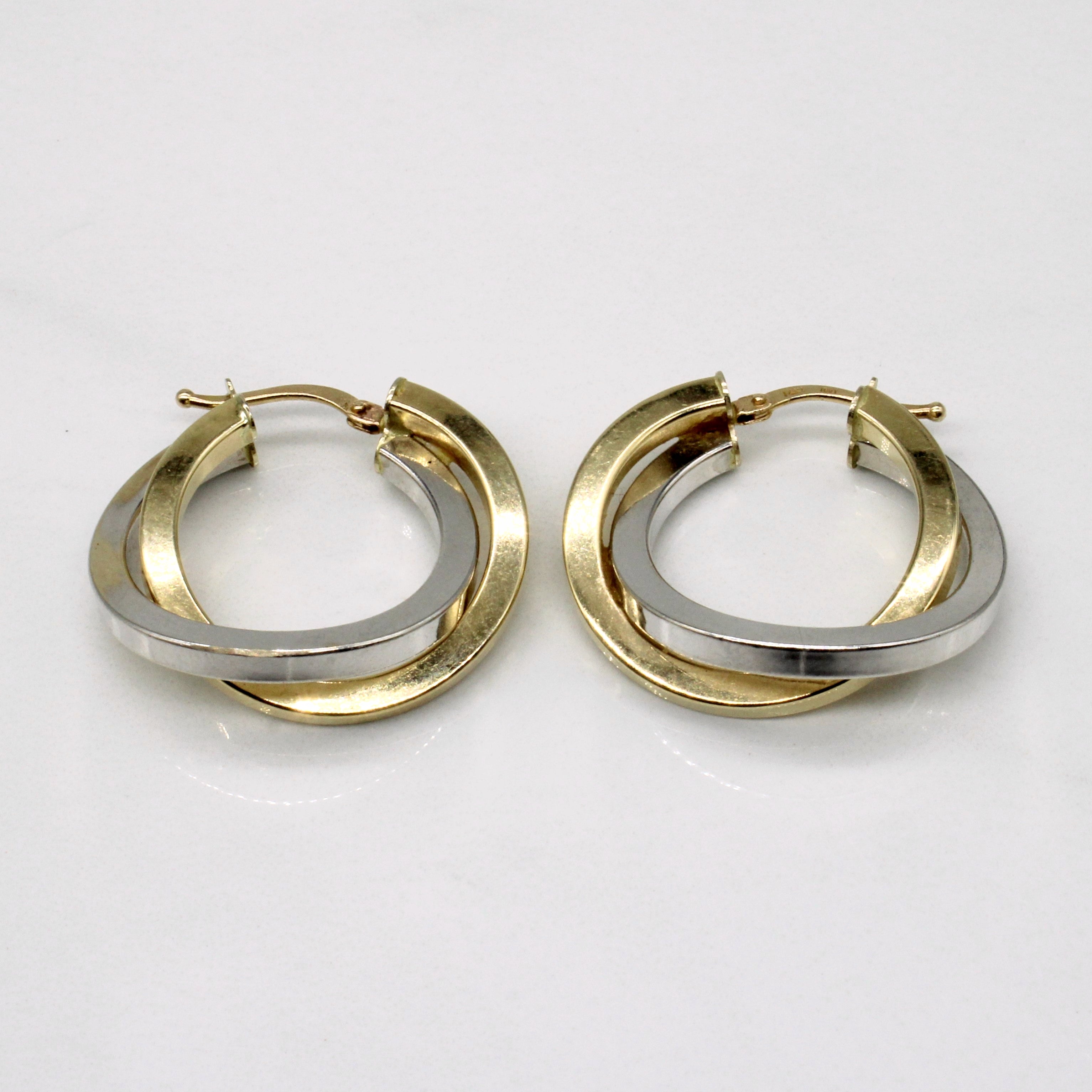 14k Two Tone Gold Hoop Earrings