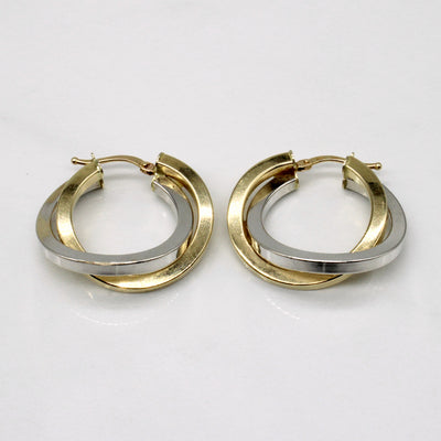 14k Two Tone Gold Hoop Earrings