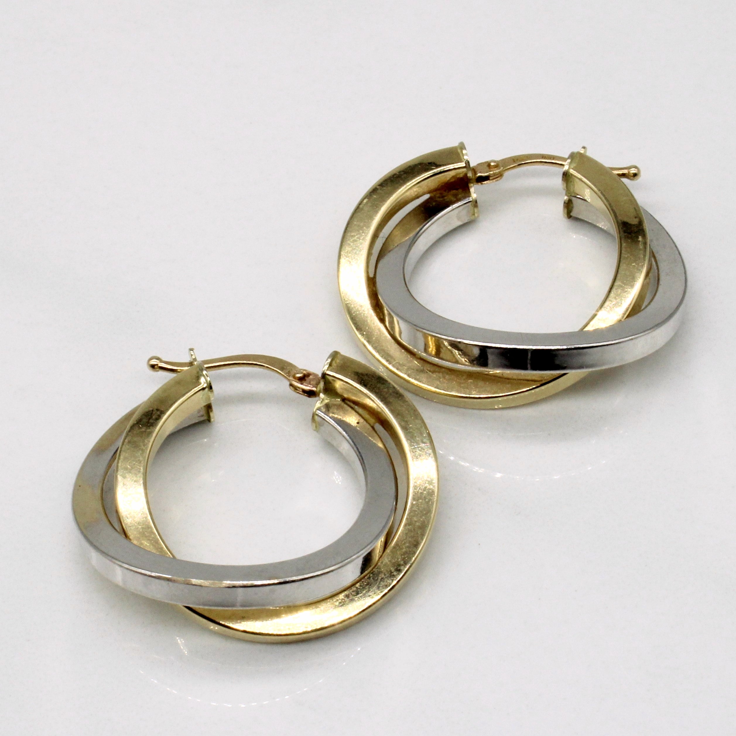 14k Two Tone Gold Hoop Earrings
