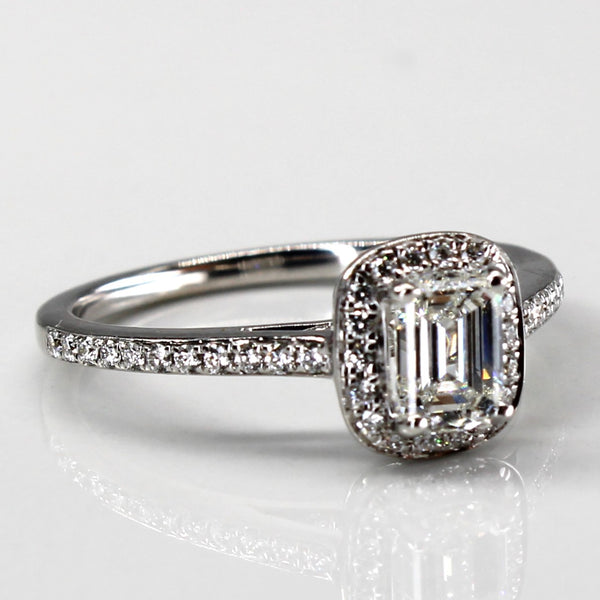 Halo Dimond Emerald Diamond Ring | 0.81ctw | SZ 7 |