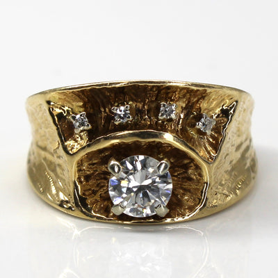 Prong Set Diamond Textured Gold Ring | 0.75ctw I1 H/I | SZ 9.5 |