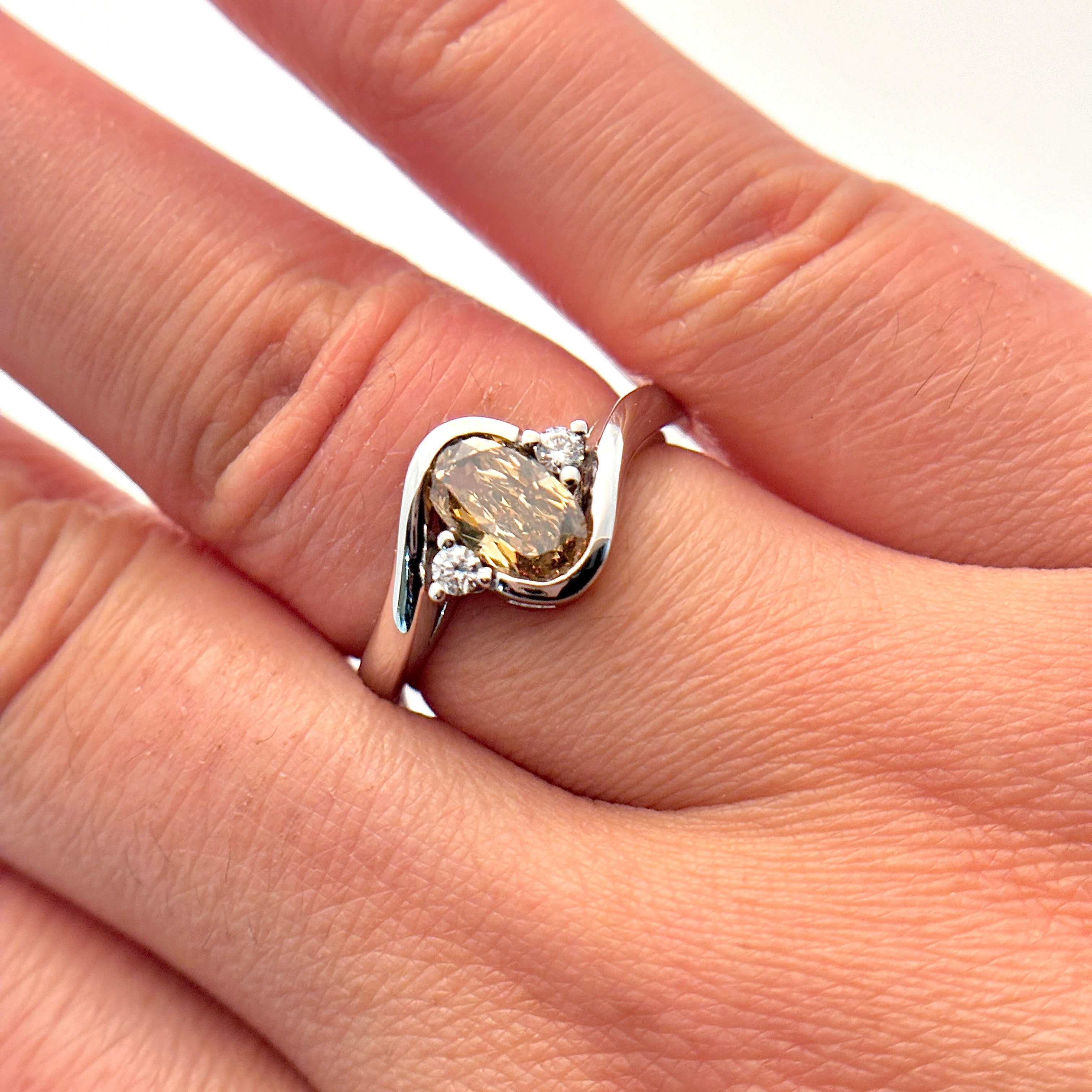 18K White Gold Trio Diamond Cocktail Ring | 0.82ct, 0.1ctw | SZ 6.5 |