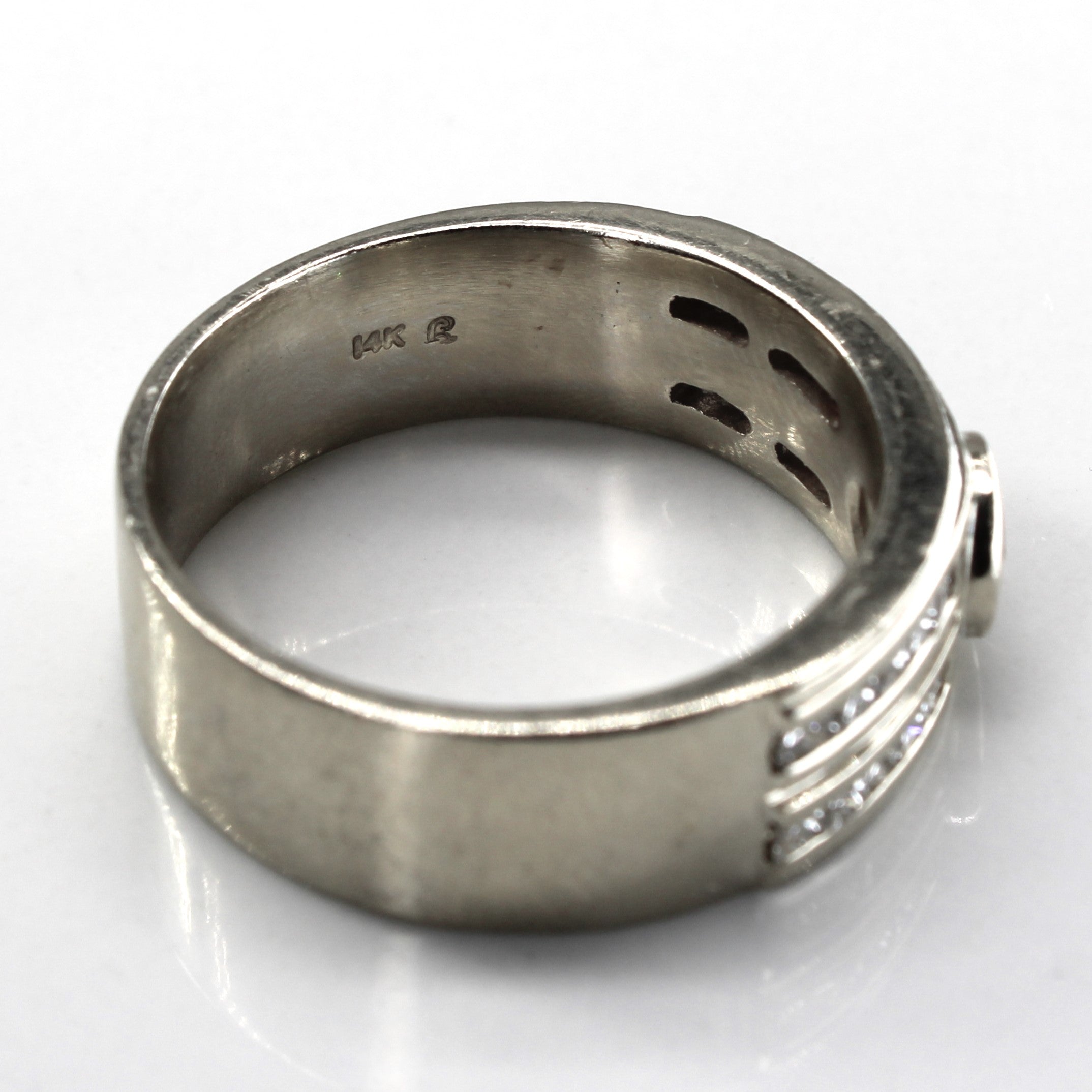 Bezel Set Diamond White Gold Band | 1.20ctw VS2/SI1 H/I | SZ 11 |