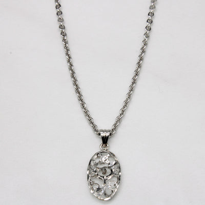 18k White Gold Pendant & Necklace | 17
