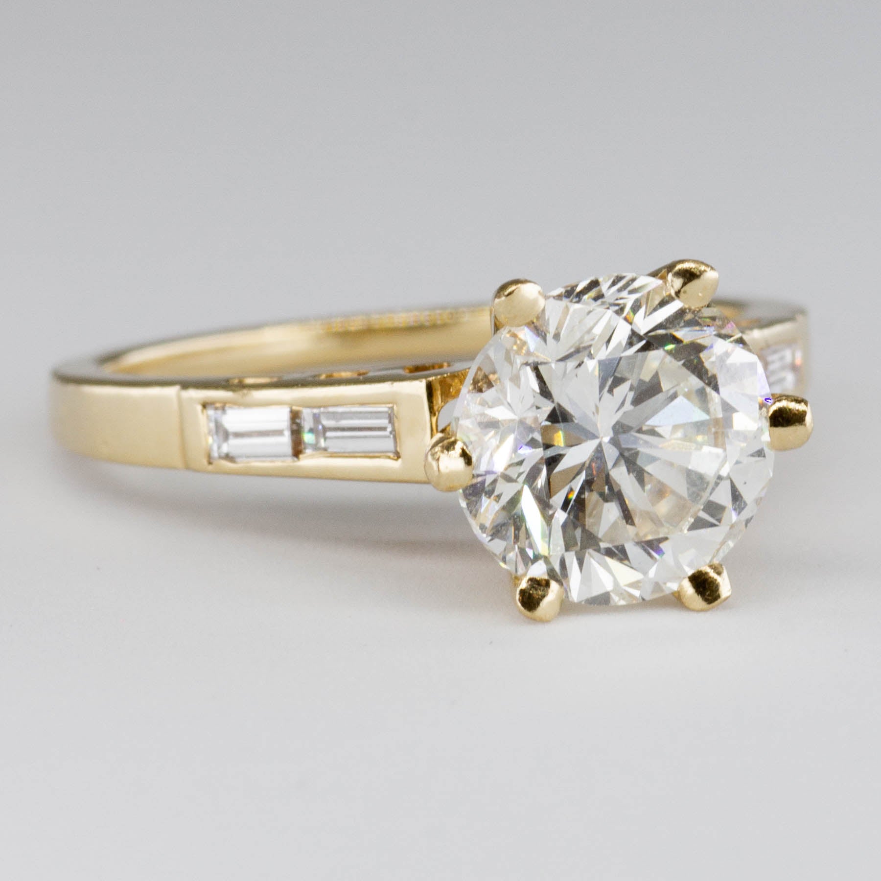 Bague de fiançailles solitaire avec diamants d'accent | 1,99 ct SI1/SI2 G/H | Taille 5,75 | 