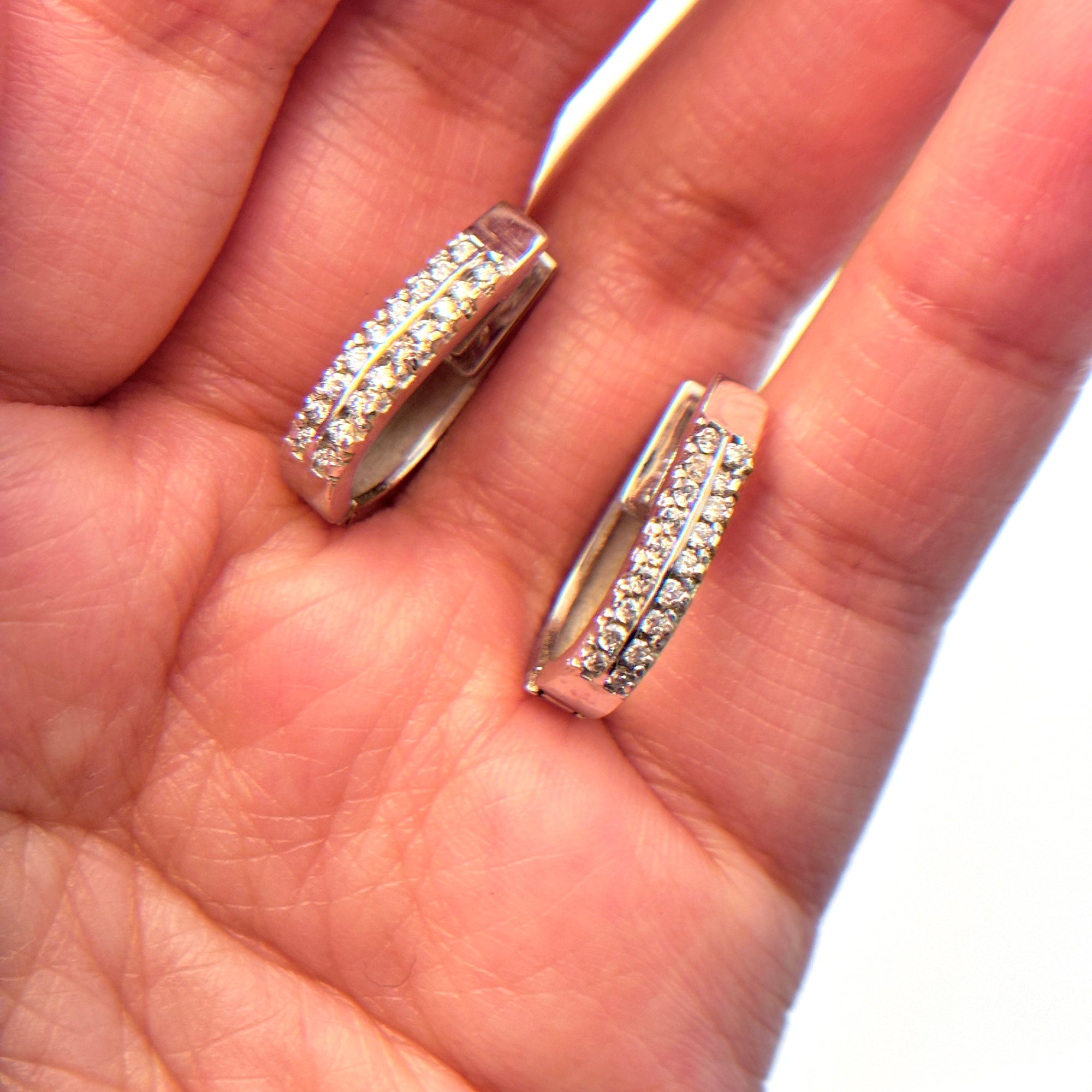 14K White Gold Diamond Huggie Earring | 0.55ctw