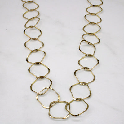 14k Yellow Gold Soft Square Link Necklace | 31