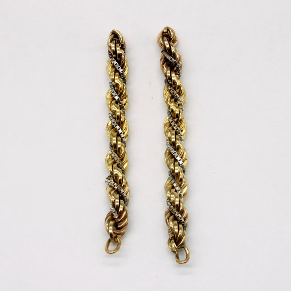 10k Two Tone Gold Rope Chain Earrings