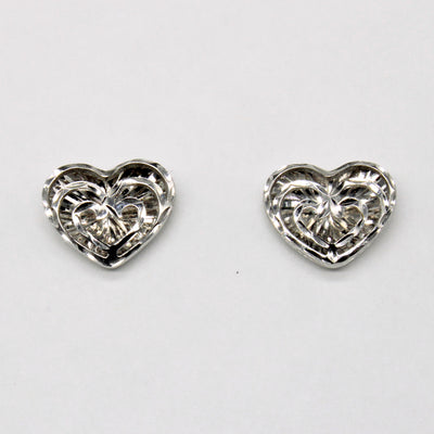 14k White Gold Heart Earrings