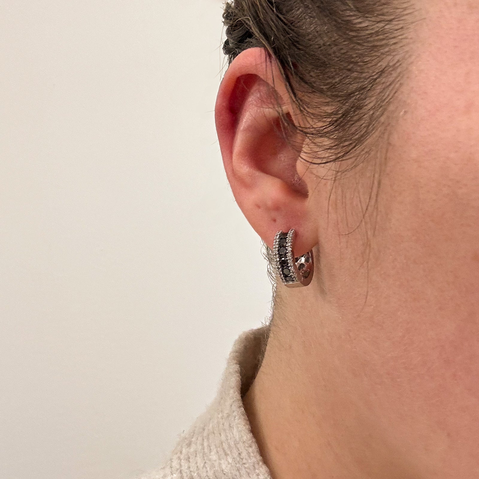 Diamond & Black Diamond Hoop Earrings | 0.20ctw, 0.66ctw |