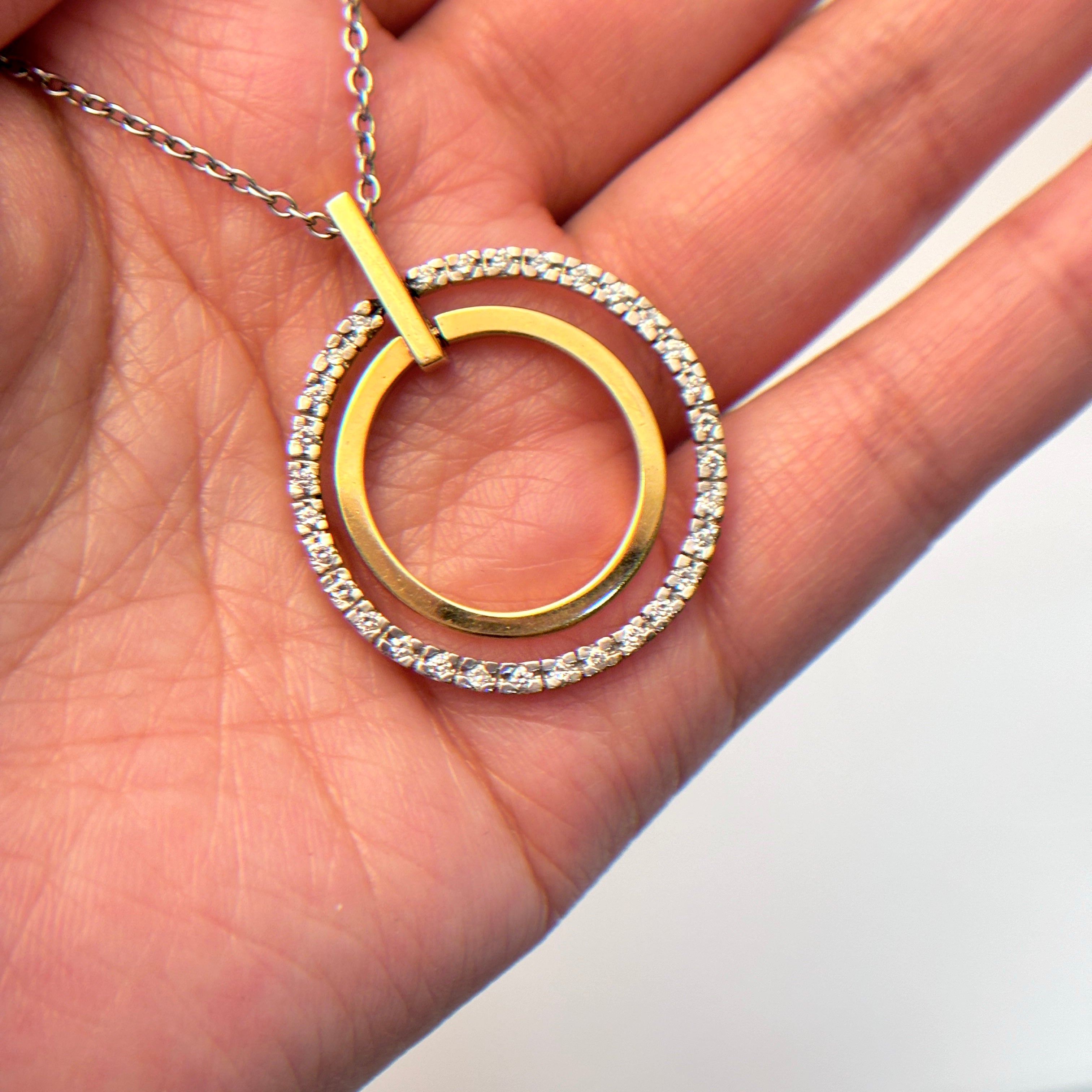 18K Yellow and White Gold Diamond Necklace | 0.62ctw | 16"|