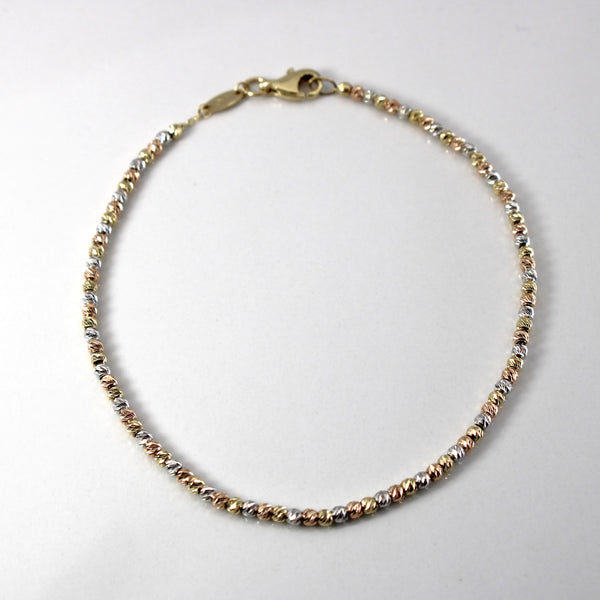 10k Tri Tone Gold Beaded Chain Bracelet | 8