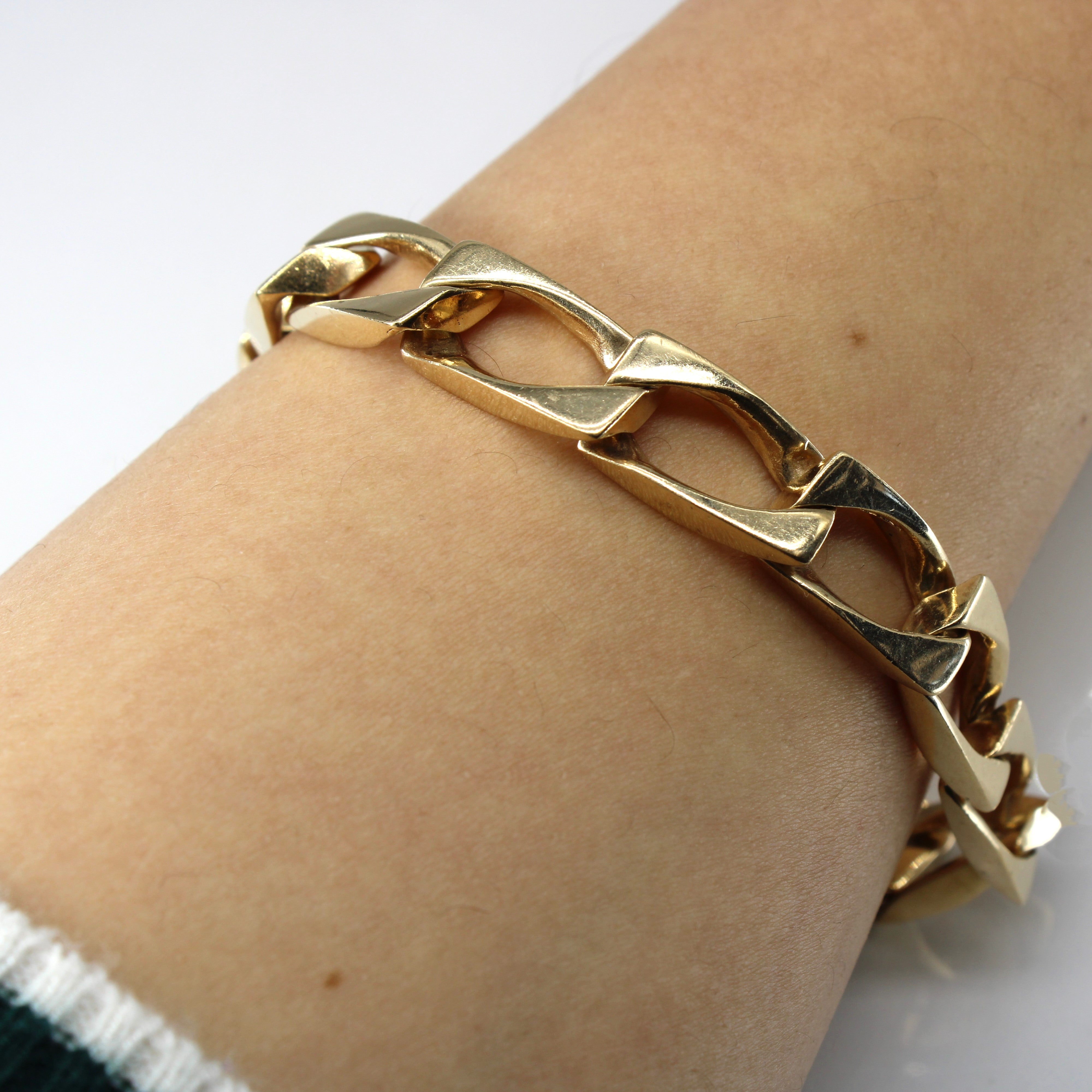 10k Yellow Gold Curb Link Chain Bracelet | 8"|