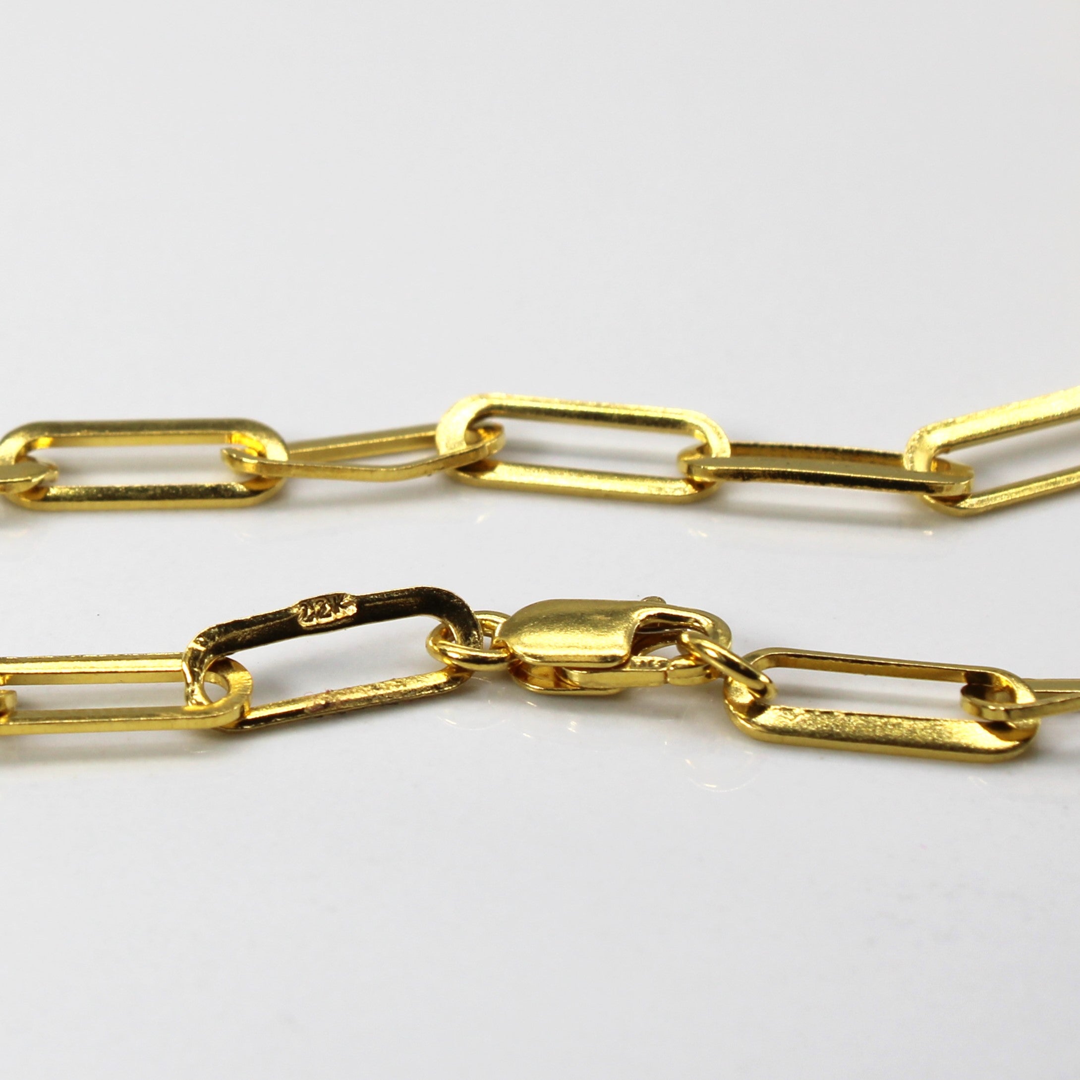 Chaîne à maillons rolo allongés en or jaune 22 carats | 18" |