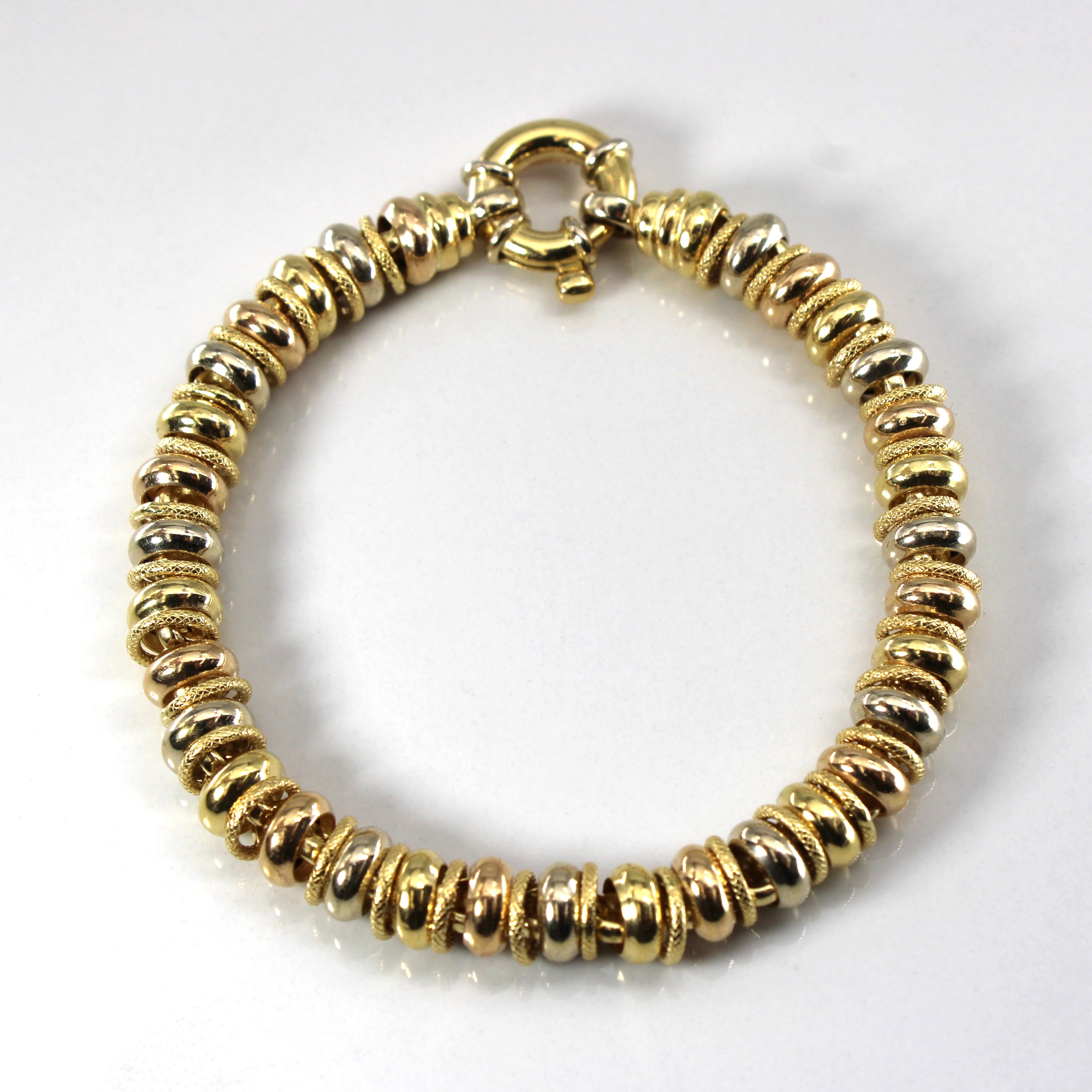 18k Tri Tone Gold Chain Bracelet | 7.5"|