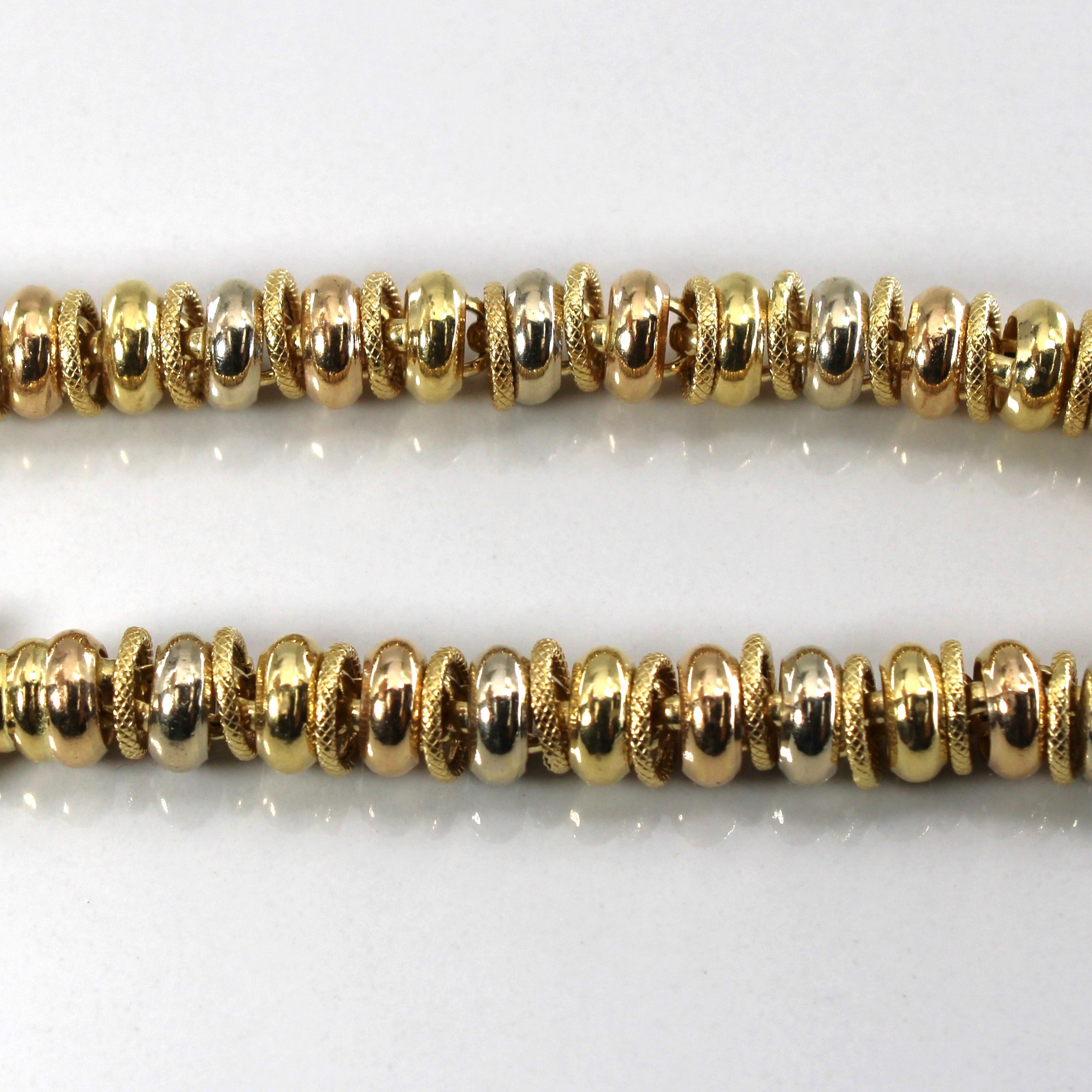 18k Tri Tone Gold Chain Bracelet | 7.5"|