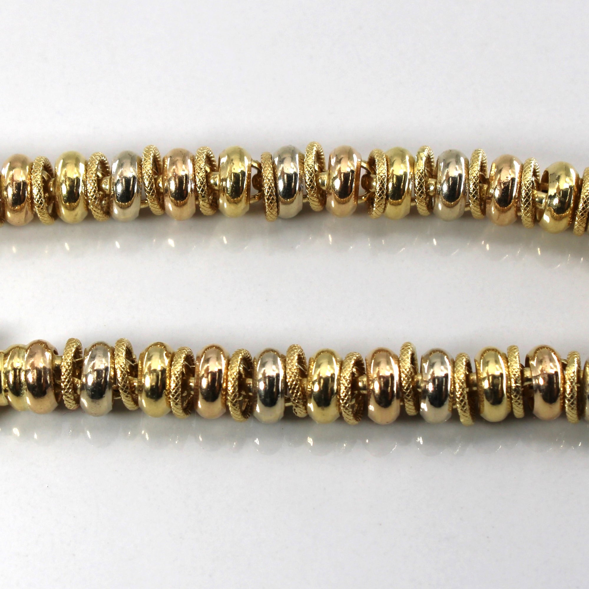 18k Tri Tone Gold Chain Bracelet | 7.5