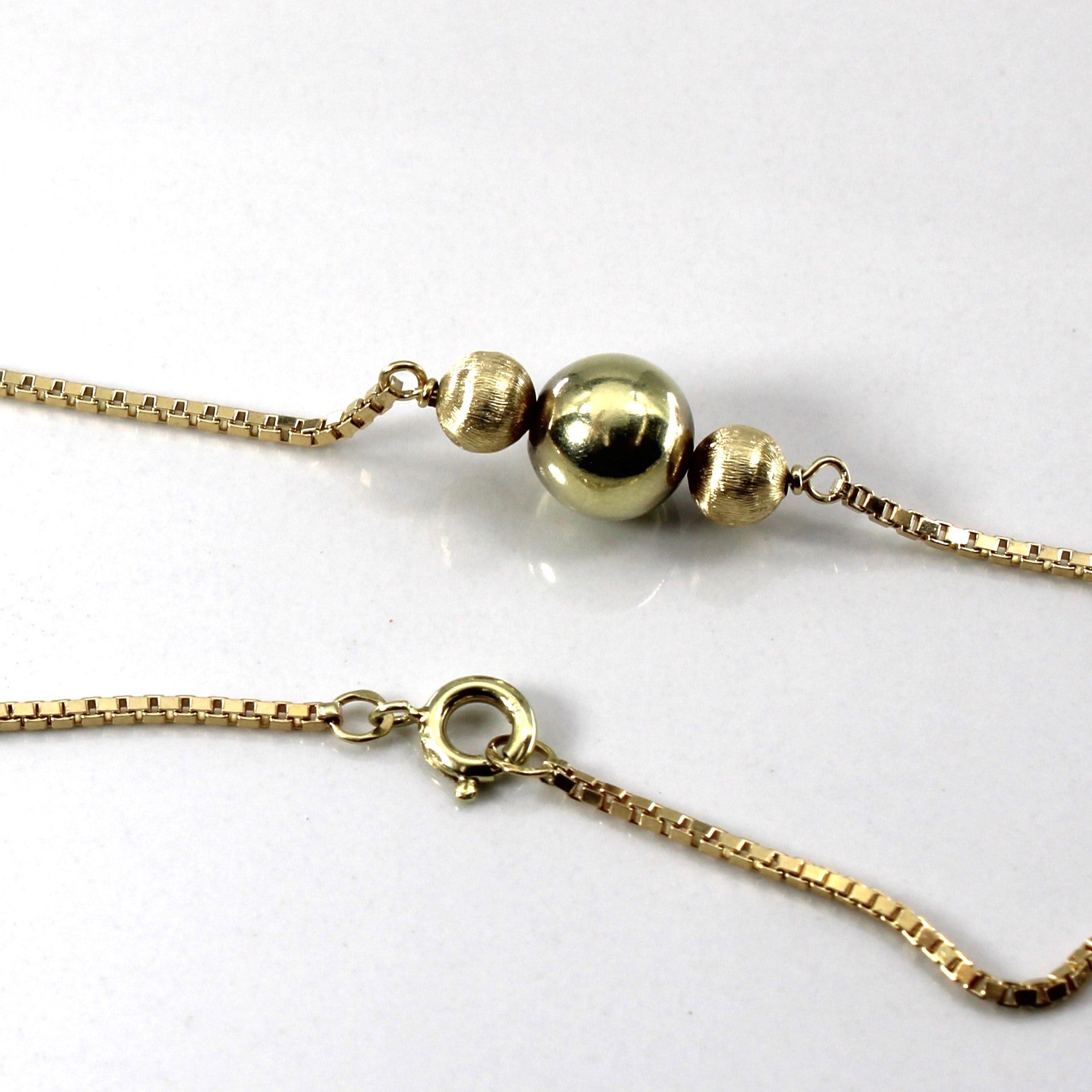 14K Yellow Gold Beaded Box Chain Long Necklace | 30"|