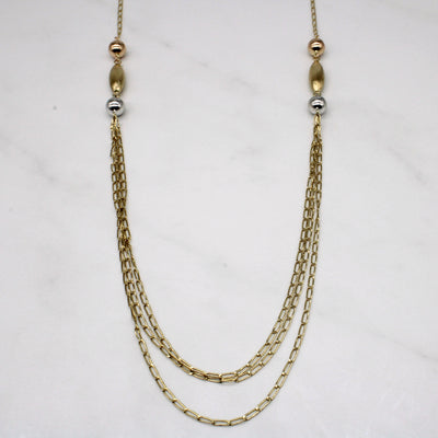 14k Tri Tone Gold Tiered Necklace | 27