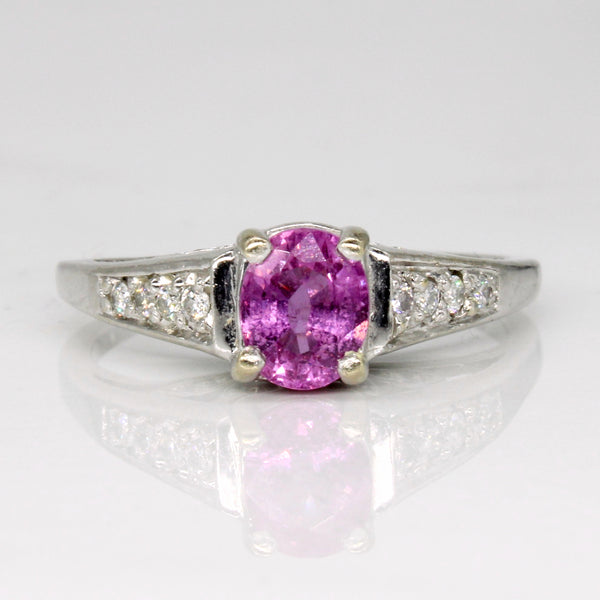 Pink Sapphire & Diamond Ring | 1.00ct, 0.22ctw | SZ 8.75 |
