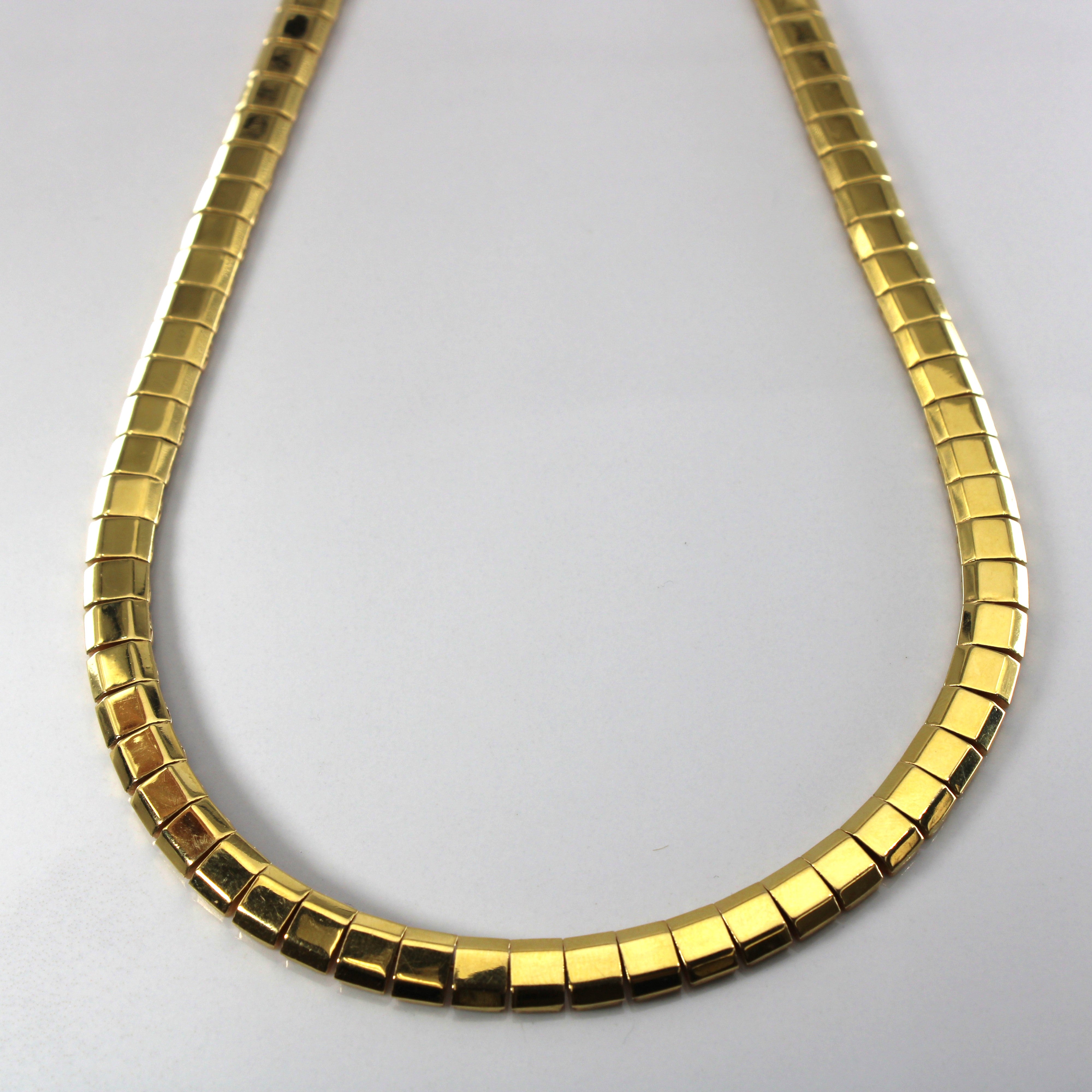 18k Yellow Gold Linked Bar Necklace | 16"|