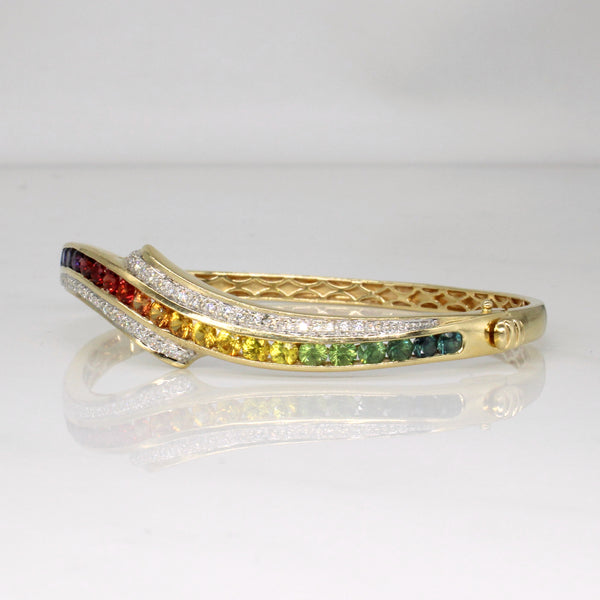 Synthetic Rainbow Sapphire & Diamond Bracelet | 3.00ctw, 0.25ctw | 7