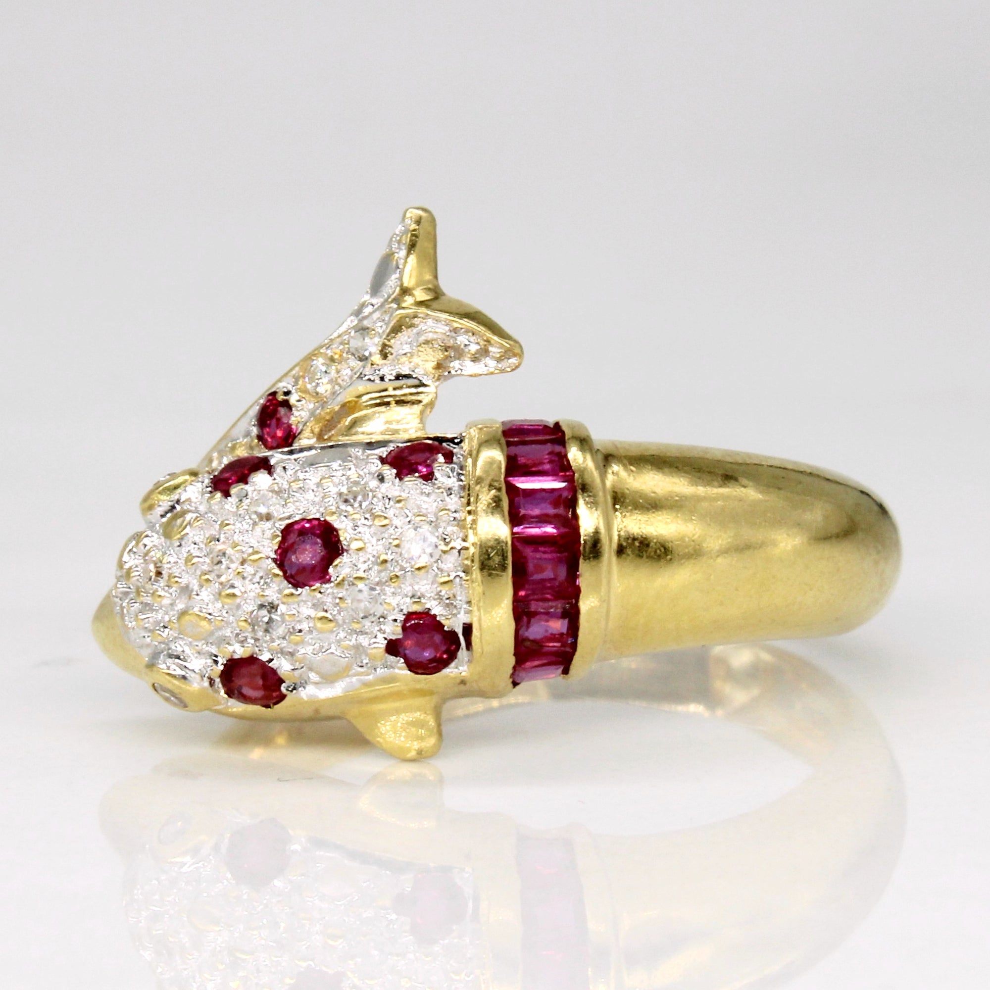 Ruby & Diamond Dolphin Ring | 0.41ctw, 0.06ctw | SZ 7.5 |