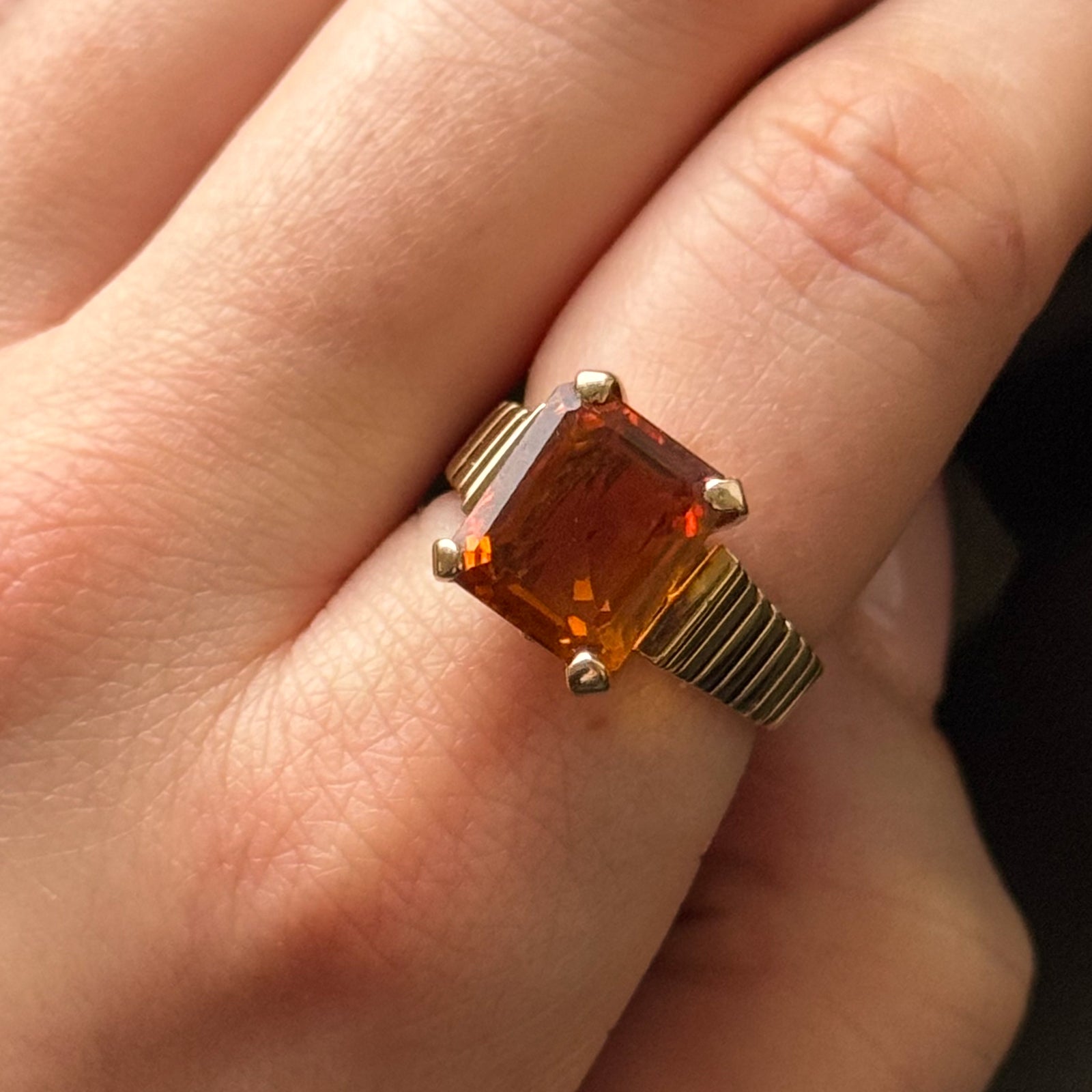 Mandarin Citrine Cocktail Ring | 6.50ct | SZ 8 |