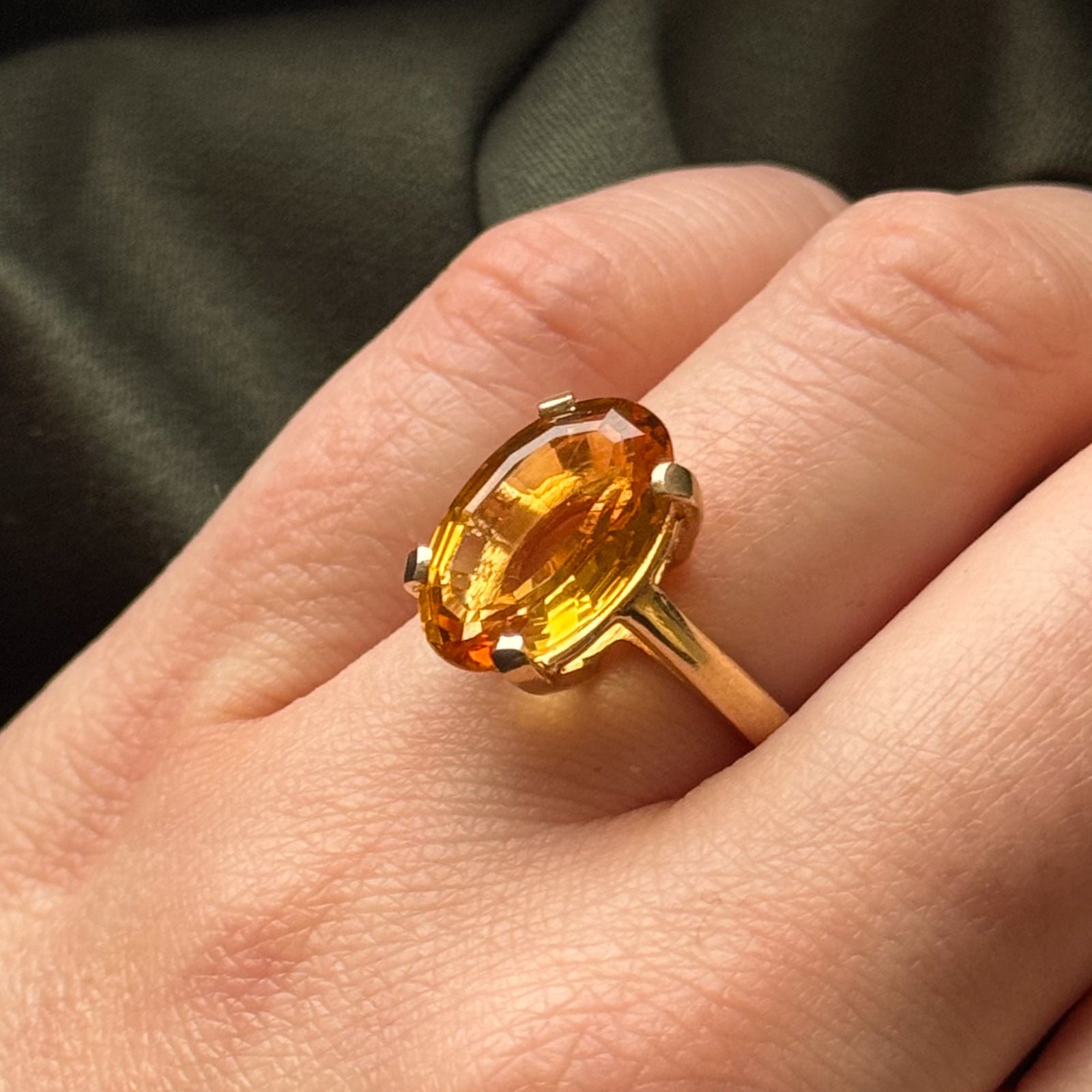 Mandarin Citrine Cocktail Ring | 5.25ct | SZ 5.75 |