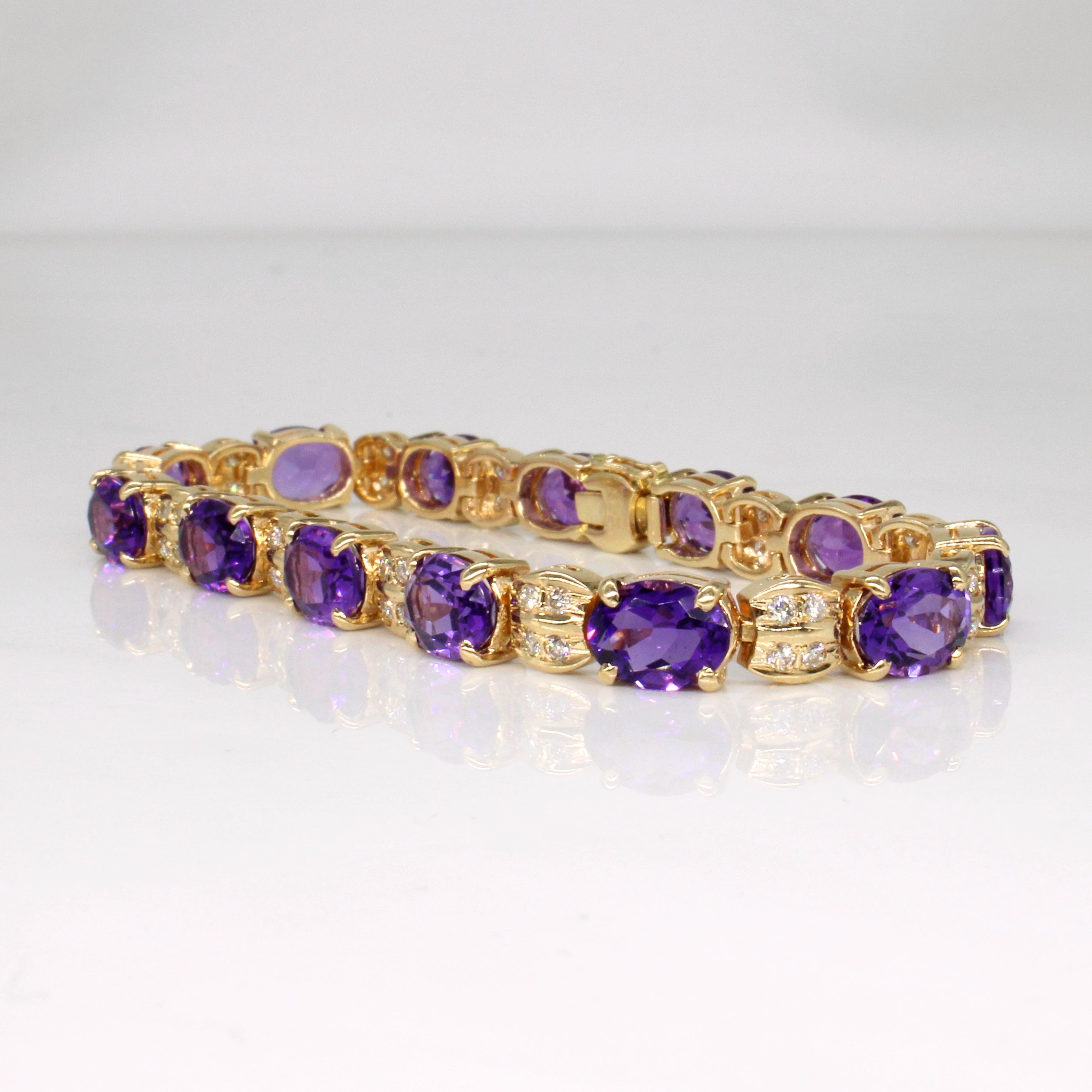 Amethyst & Diamond Bracelet | 13.00ctw, 1.04ctw | 7" |