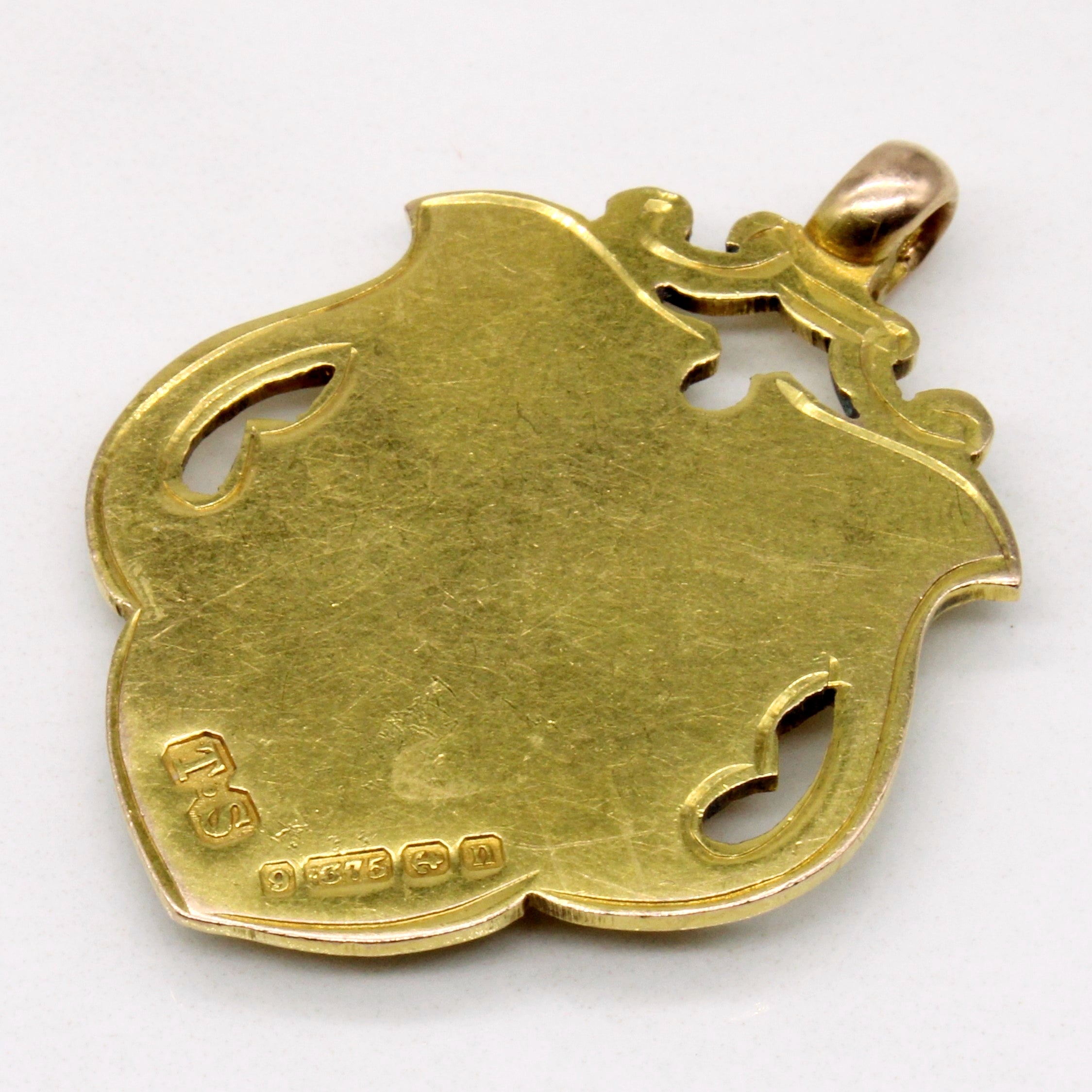 1912 Birmingham 9k Yellow Gold Shield Pendant