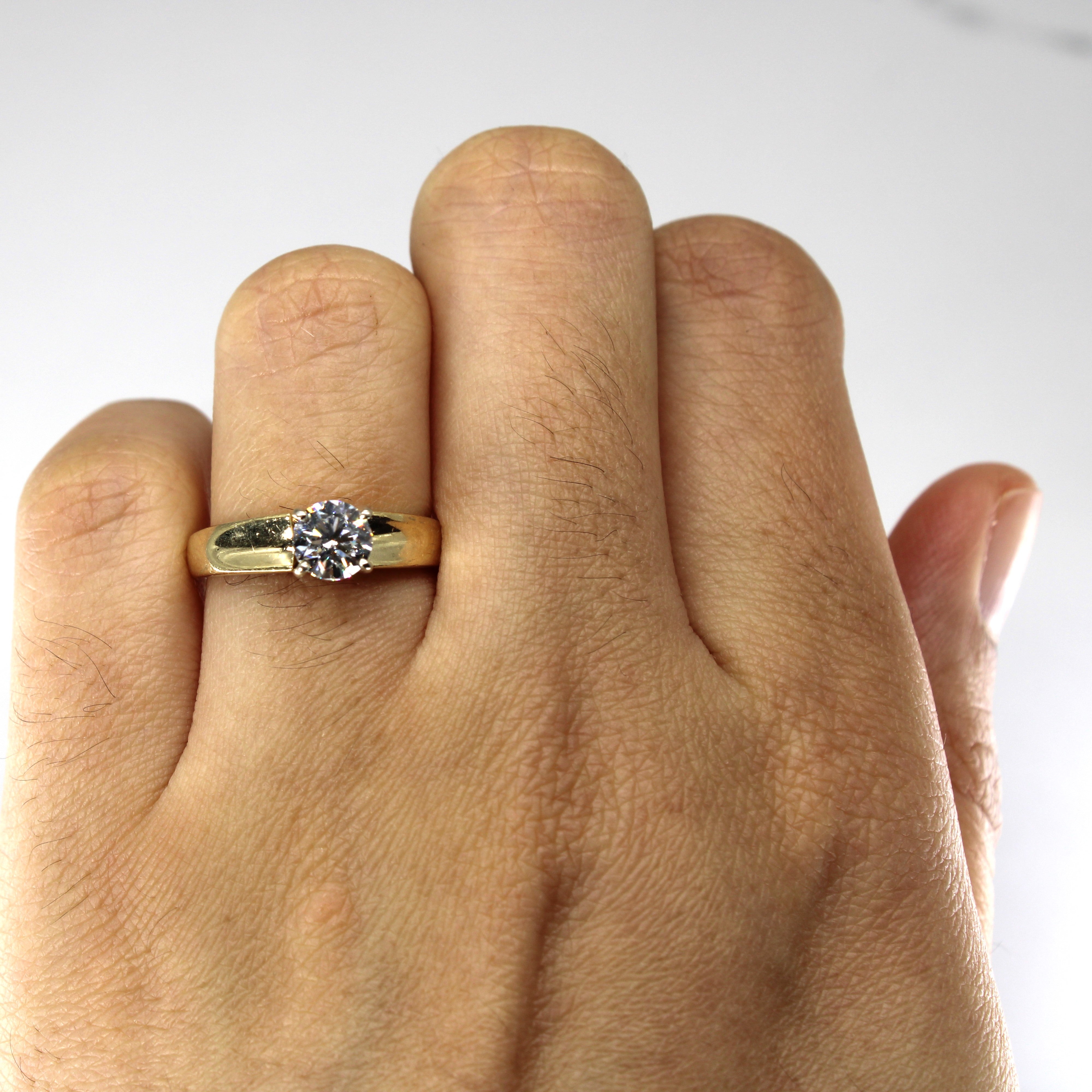 Solitaire Diamond Yellow Gold Ring | 0.65ct SI1 F/G | SZ 6 |