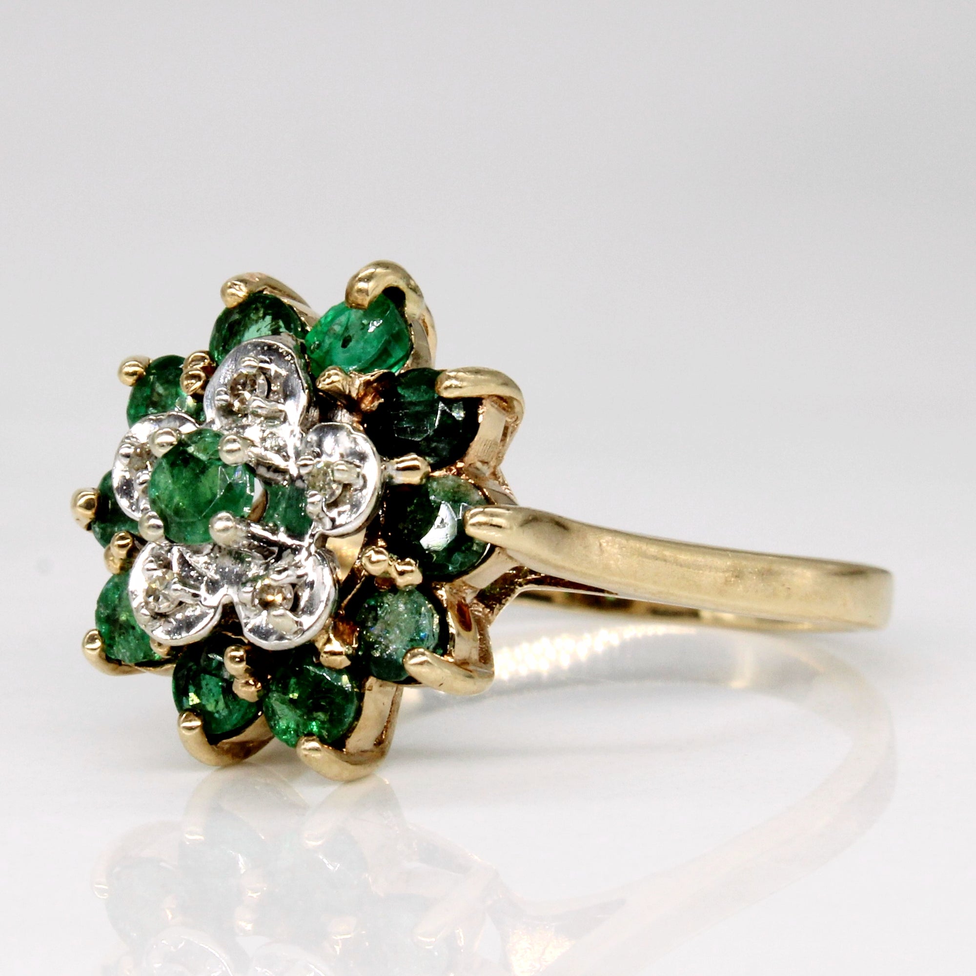 Emerald & Diamond Cocktail Ring | 1.00ctw, 0.03ctw | SZ 8 |