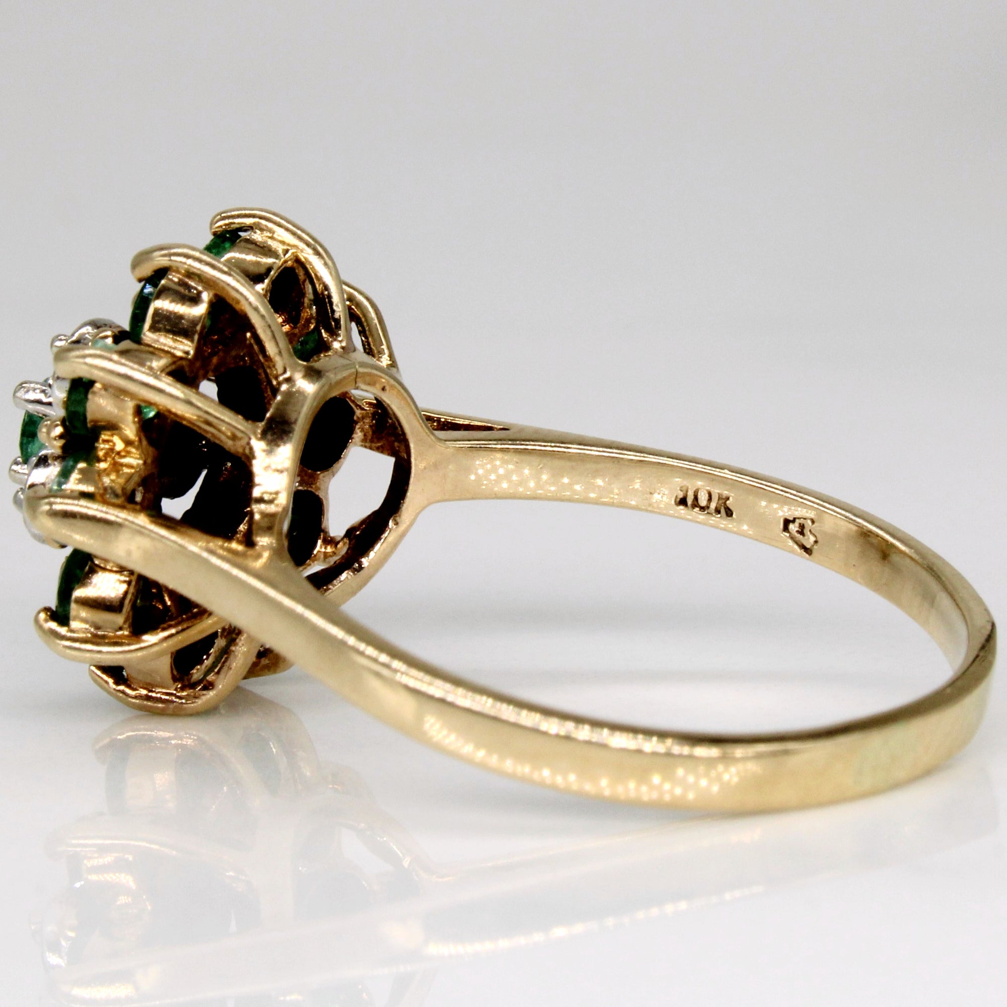 Emerald & Diamond Cocktail Ring | 1.00ctw, 0.03ctw | SZ 8 |