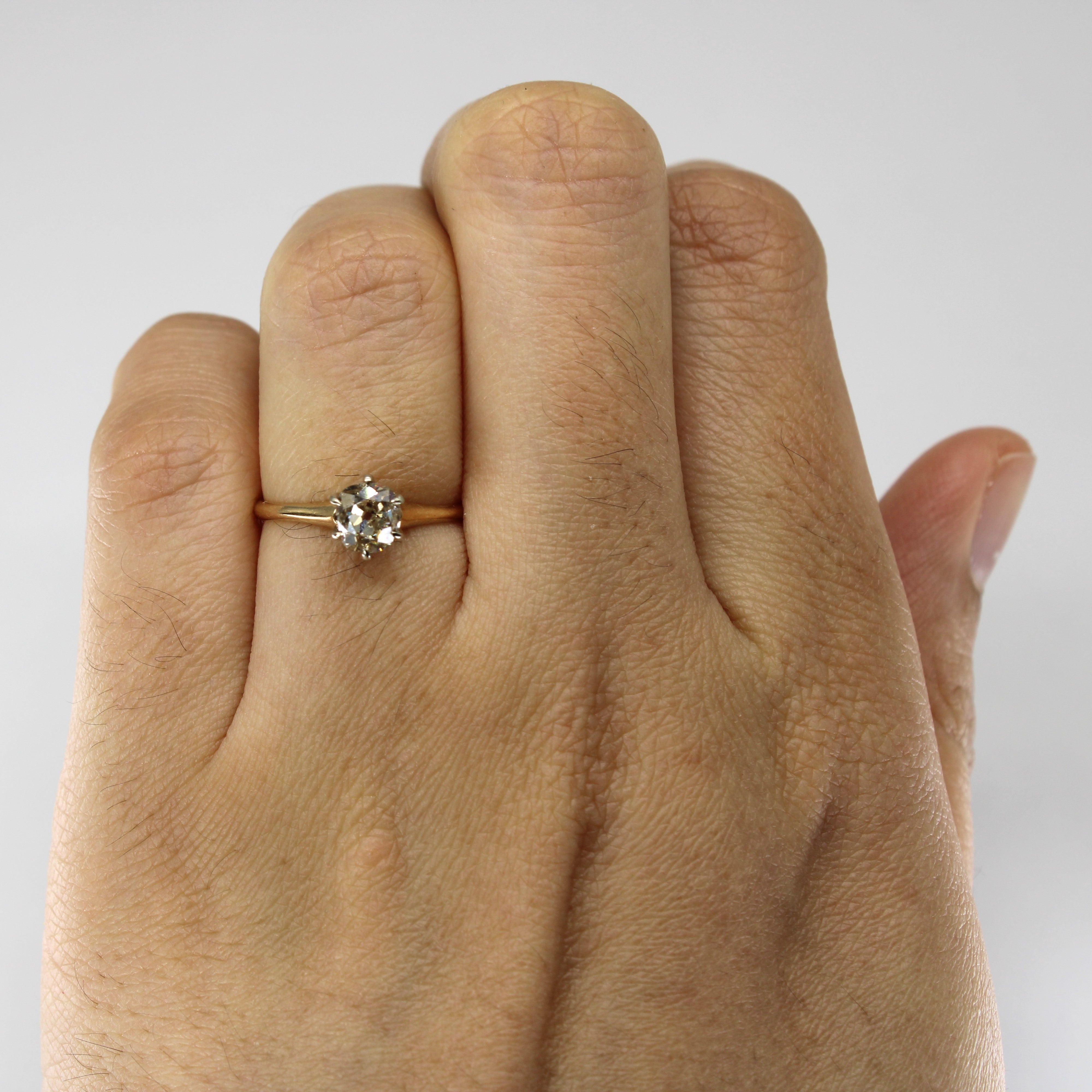 Bague solitaire vintage en diamant Old Mine | 0,55 ct | Taille 5 | 