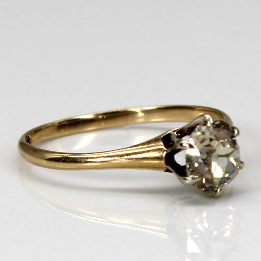 Bague solitaire vintage en diamant Old Mine | 0,55 ct | Taille 5 | 