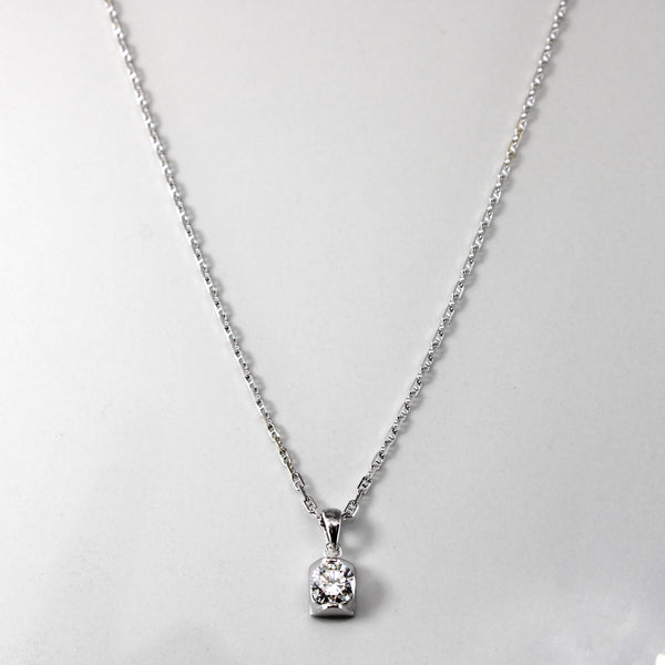Tension Set Solitaire Diamond Pendant Necklace | 0.50ct | 16