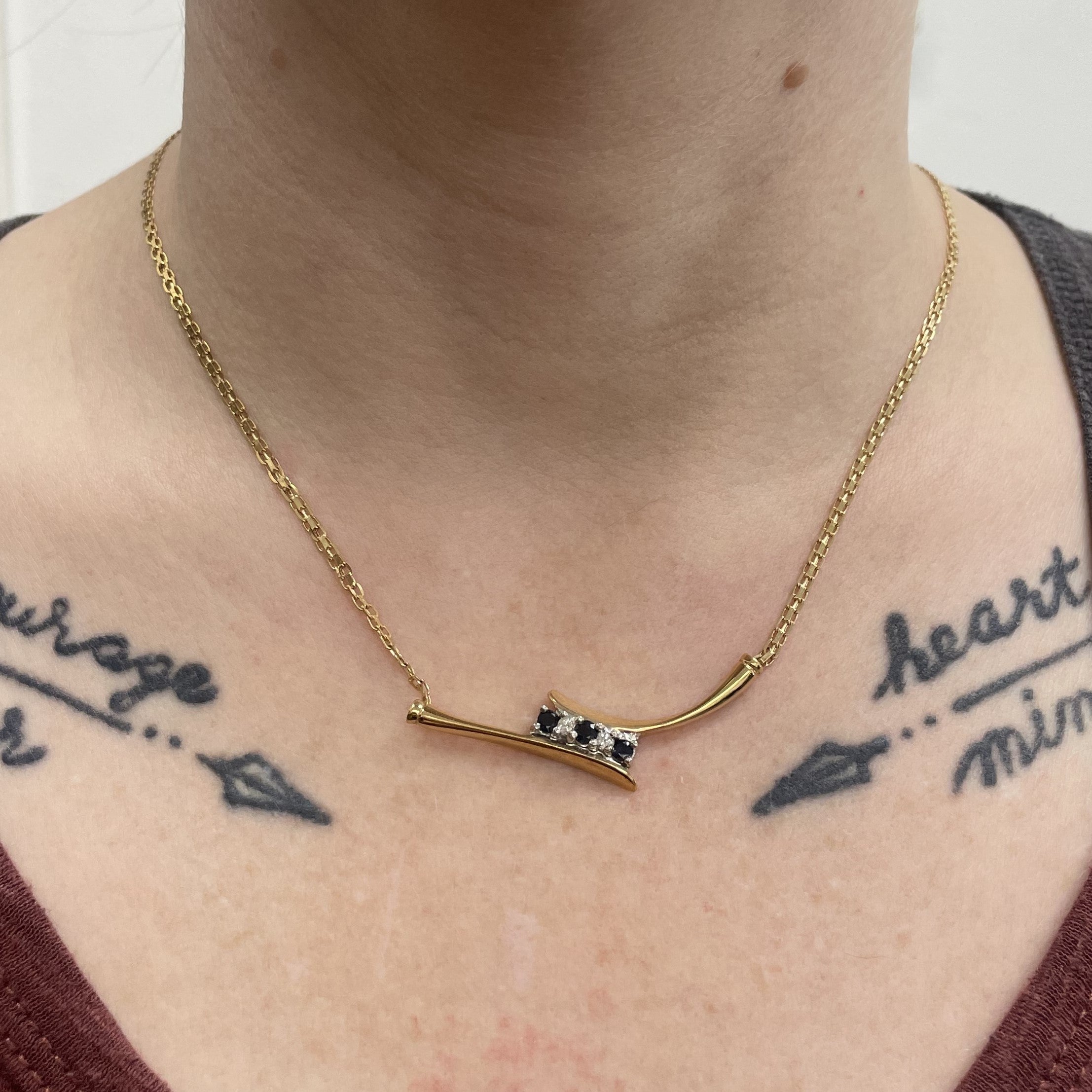 Bypass Sapphire & Diamond Gold Necklace | 0.39ctw | 0.10tw | 17"|