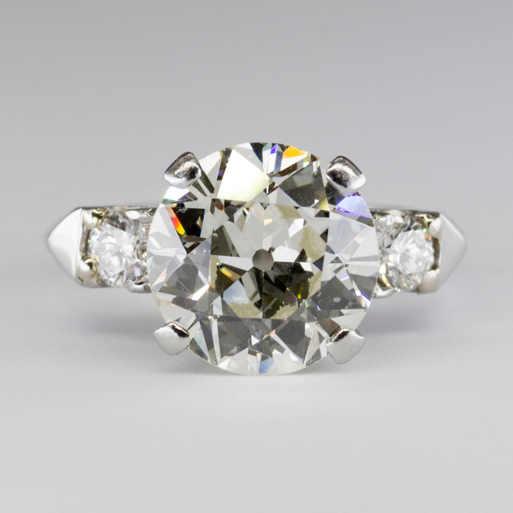Vintage Three Stone Diamond Engagement Ring | 3.91ctw | SZ 5.25 |