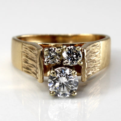 High Set Three Stone Diamond Ring | 0.83ctw SI1/SI2 H/I | SZ 5.5 |