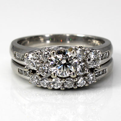 Cluster Diamond Engagement Ring Set | 1.35ctw I1 G/H | SZ 7.5 |