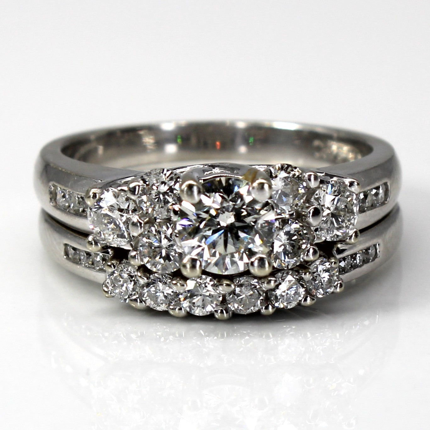 Cluster Diamond Engagement Ring Set | 1.35ctw | SZ 7.5 |
