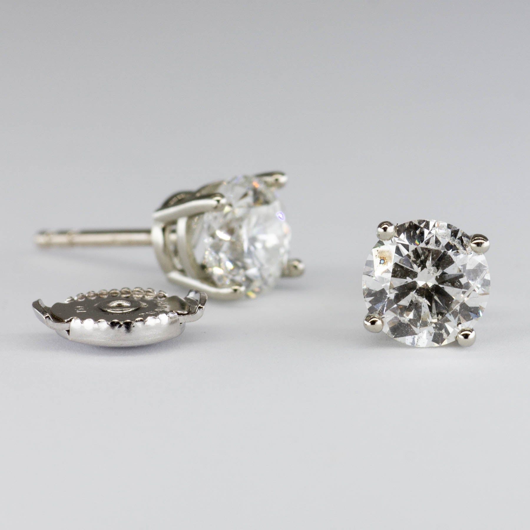 '100 Ways' Classic Solitaire Diamond Guardian Back Stud 18k Earrings | White Gold | 1.44ctw |