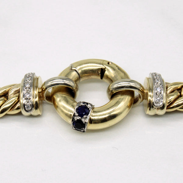 Sapphire & Diamond Clasp Necklace | 0.50ctw, 0.10ctw | 18