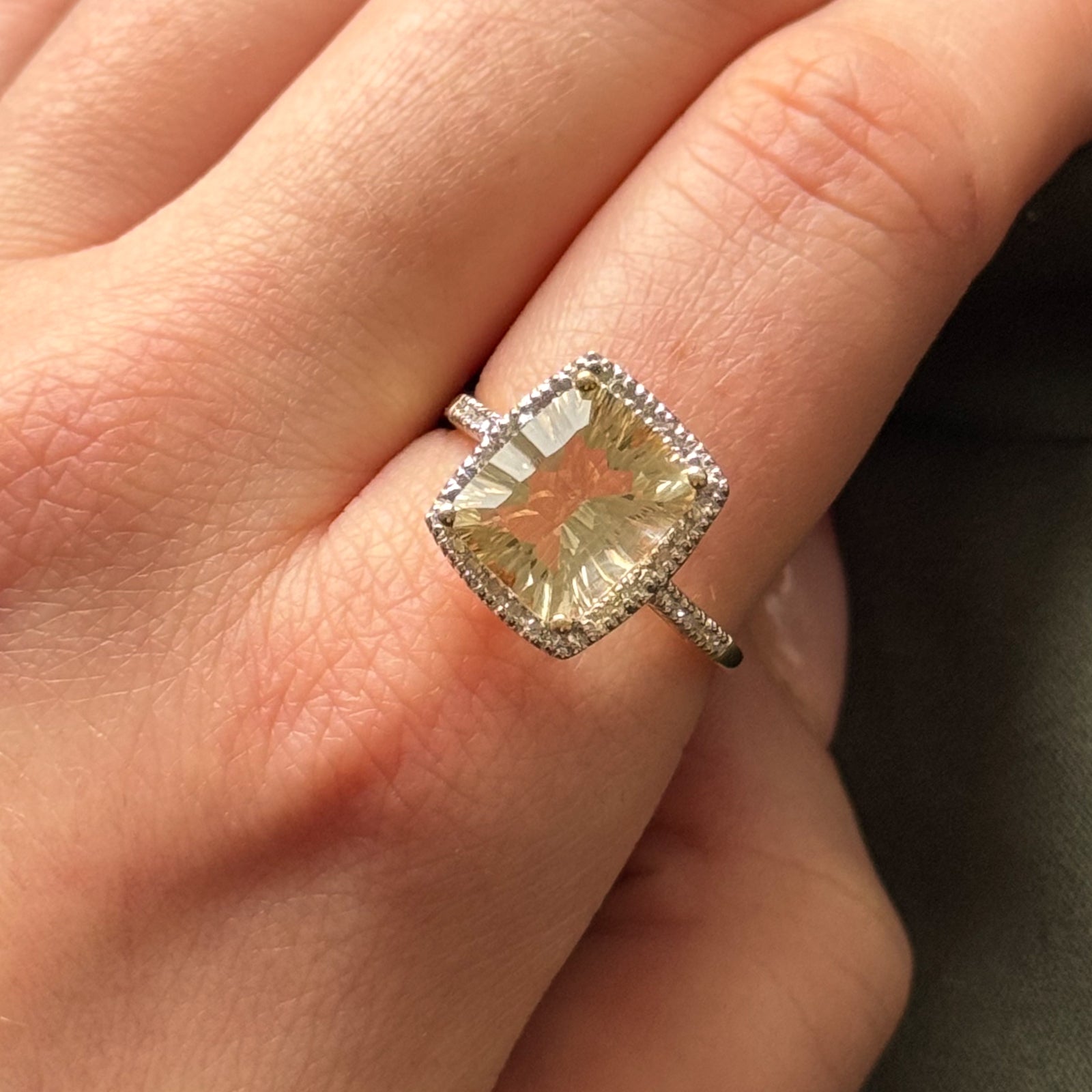 Yellow Feldspar & Diamond Cocktail Ring | 4.50ct, 0.09ctw | SZ 8.75 |