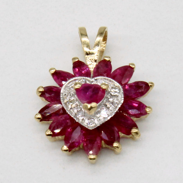Ruby & Diamond Heart Pendant | 0.67ctw, 0.05ctw |