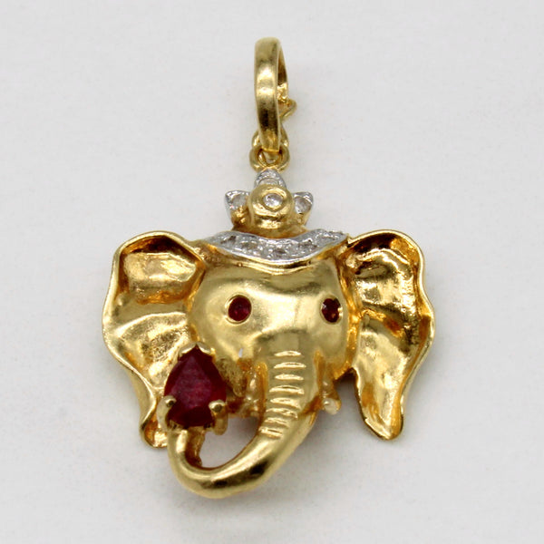 Ruby & Diamond Elephant Pendant | 0.22ctw, 0.04ctw |