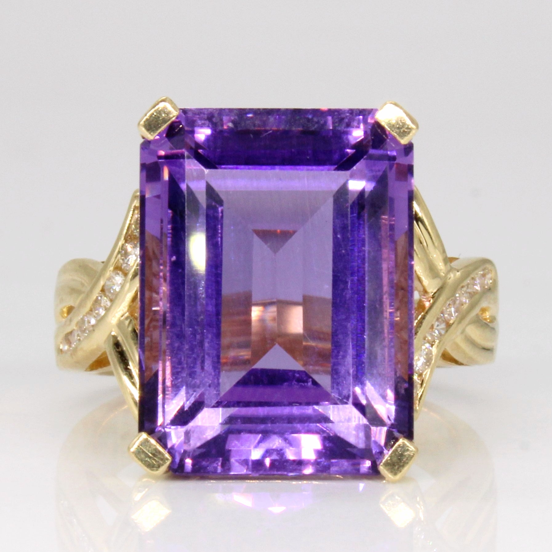 Amethyst & Diamond Cocktail Ring | 11.50ct, 0.10ctw | SZ 6.5 |