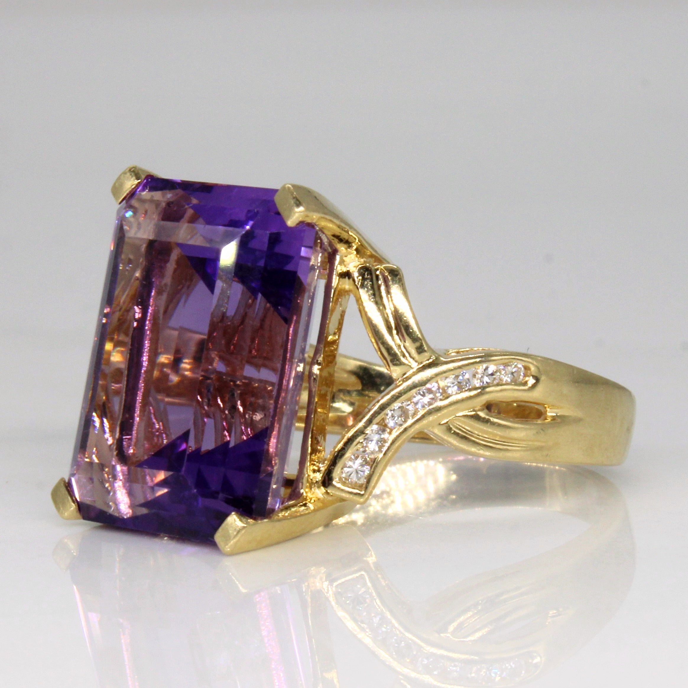Amethyst & Diamond Cocktail Ring | 11.50ct, 0.10ctw | SZ 6.5 |