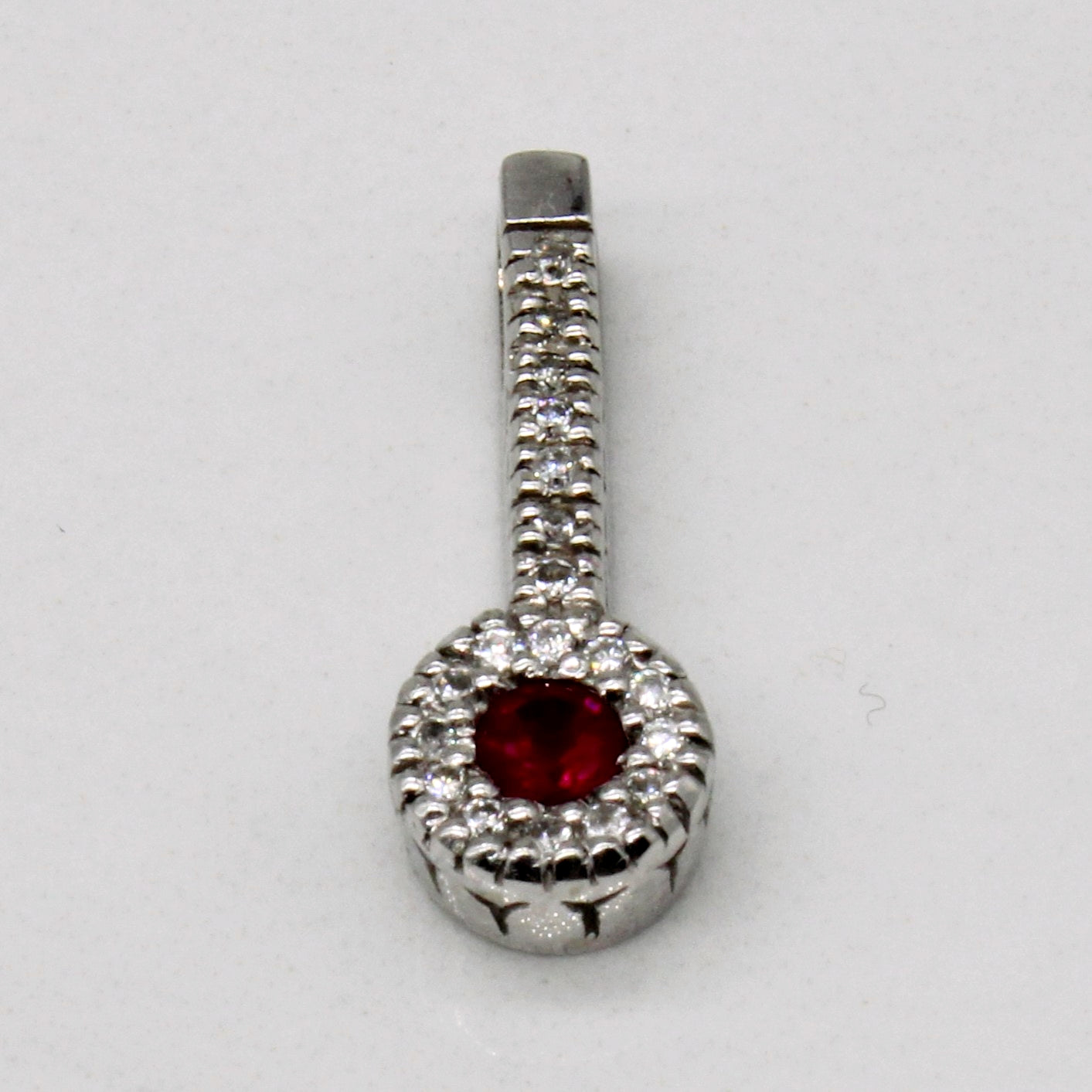 Ruby & Diamond Drop Pendant | 0.10ct, 0.08ctw |